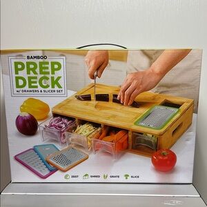 Eco+Chef Bamboo Prep Deck with Drawers & Slicer Set